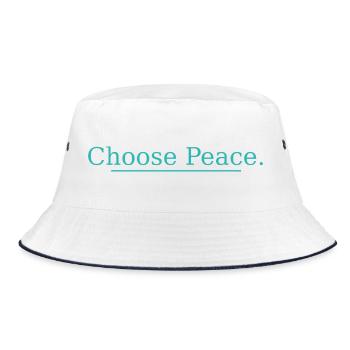 NEU – Wähle Frieden – Inspirierendes Zitat-Design! - Bucket Hat - Weiß/Navy - Vorne