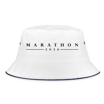 Marathon 2026 Schriftzug - Bucket Hat - Weiß/Navy - Vorne