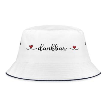 dankbar Schriftzug mit Herz - Bucket Hat - Weiß/Navy - Vorne