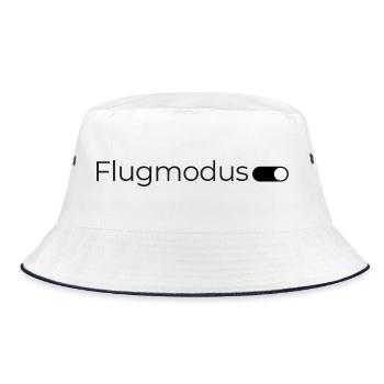 Flugmodus an. – Minimalistisches Design in Schwarz - Bucket Hat - Weiß/Navy - Vorne