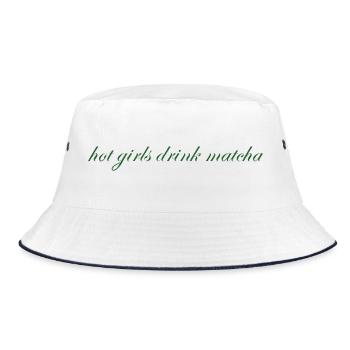 hot girls drink matcha - Bucket Hat - Weiß/Navy - Vorne