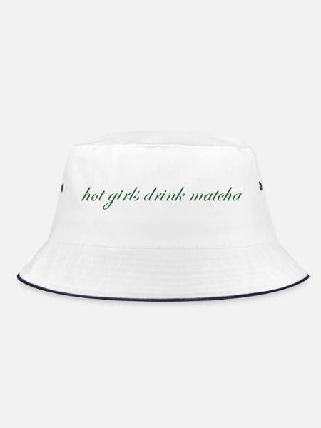 hot girls drink matcha - Bucket Hat - Weiß/Navy