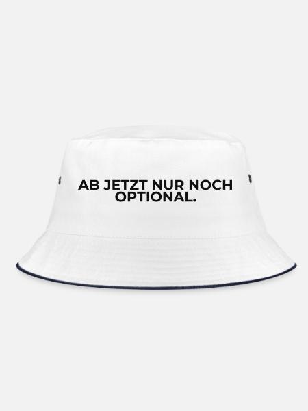 Ab jetzt nur noch optional – Spruch - Bucket Hat - Weiß/Navy