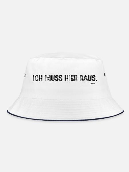 Ich muss hier raus. - Bucket Hat - Weiß/Navy