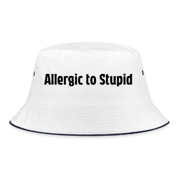 Allergic To Stupid – Lustiger Spruch - Bucket Hat - Weiß/Navy - Vorne