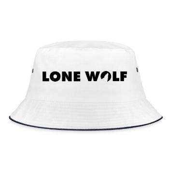 Wolf Lonewolf Schrifzug in schwarz - Bucket Hat - Weiß/Navy - Vorne