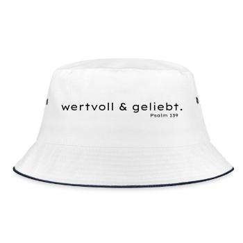Wertvoll und Geliebt Psalm 139 - Bucket Hat - Weiß/Navy - Vorne
