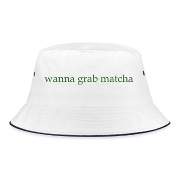 wanna grab matcha - Bucket Hat - Weiß/Navy - Vorne