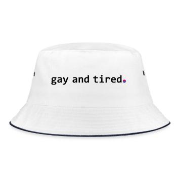 Gay and tired (Bi-Fahne) - Bucket Hat - Weiß/Navy - Vorne