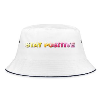 Stay Positive - Bucket Hat - Weiß/Navy - Vorne