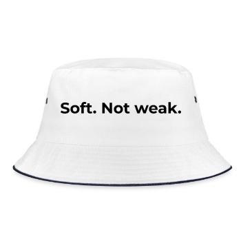 Ermächtigtes Zitat | Weich, nicht schwach - Bucket Hat - Weiß/Navy - Vorne