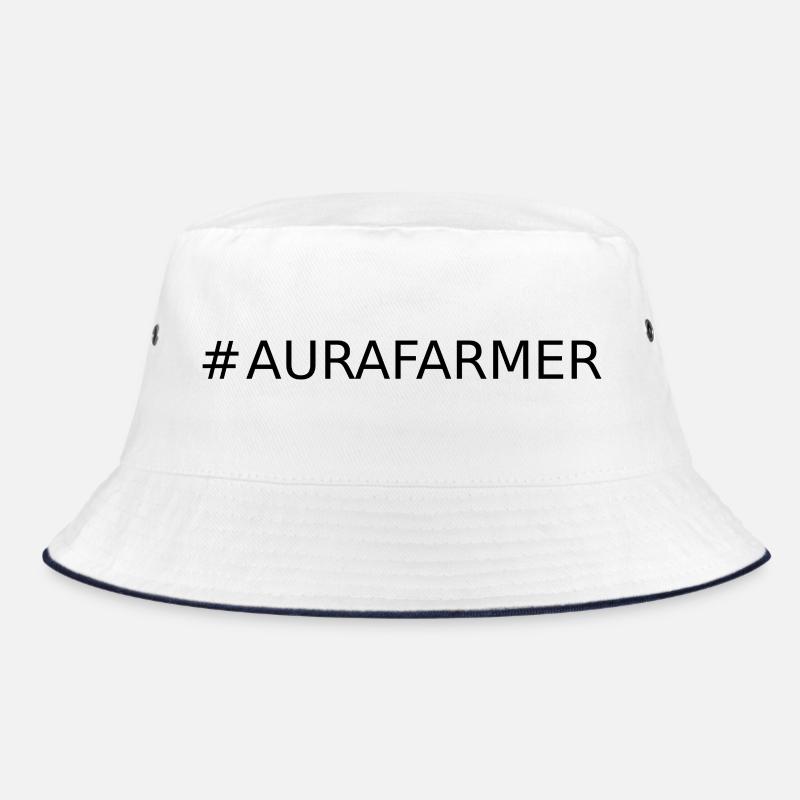 #AURAFARMER - Bucket Hat - Weiß/Navy