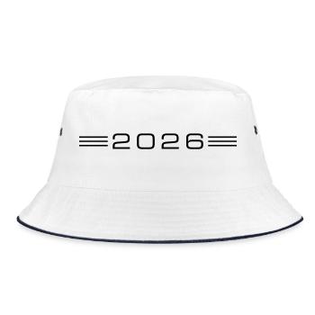2026 year line - Bucket Hat - white/navy - Front