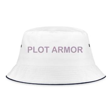 Funny sayings about Plot Armor in the cinema - Bucket Hat - white/navy - Front