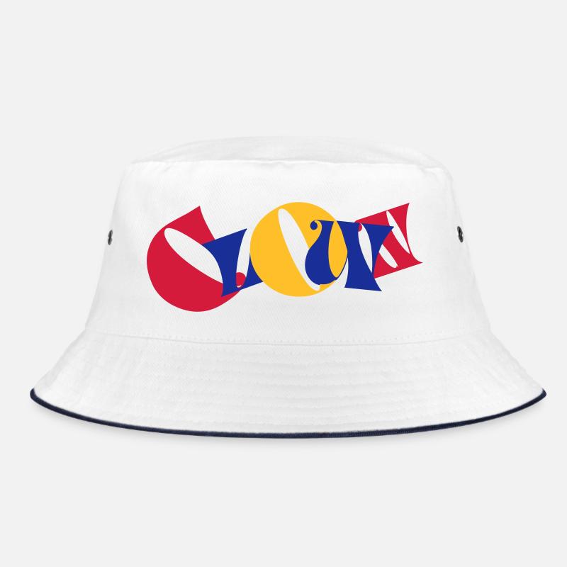 Clown Bunte Buchstaben Text Logo Witzig Lustig Bucket Hat