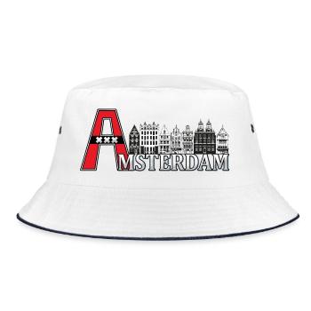 Amsterdam with a large A - Bucket Hat - white/navy - Front