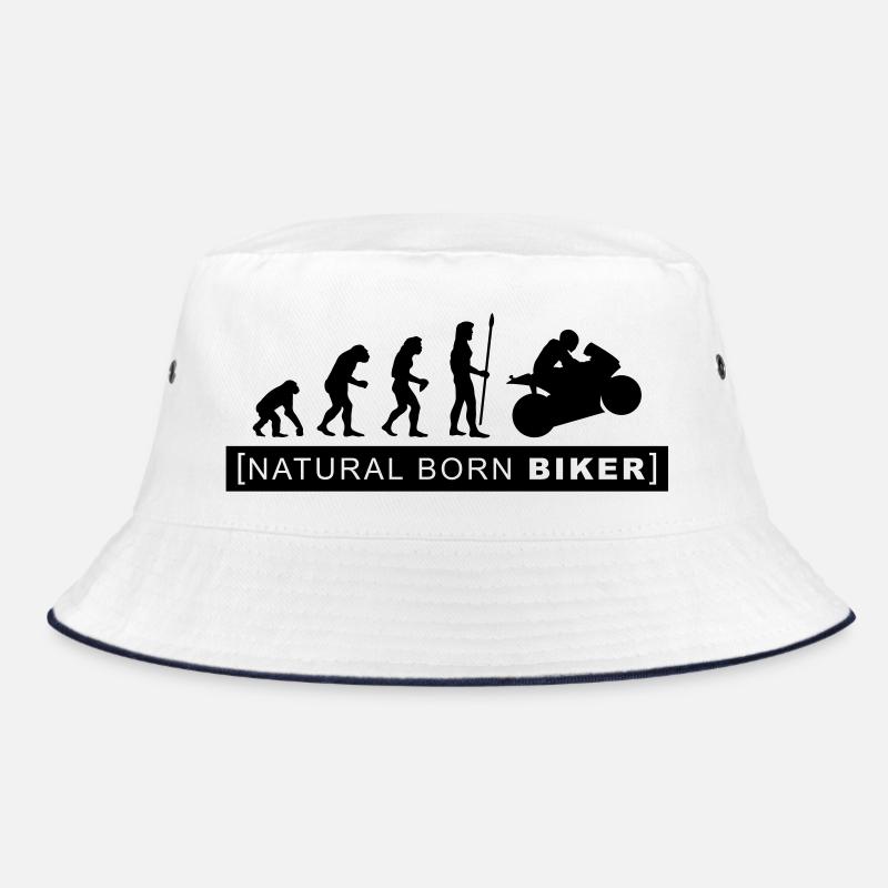 natural born biker - Bucket Hat - white/navy