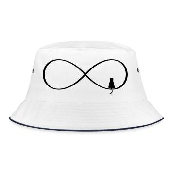 Unendlichkeitszeichen Katzenliebe Geschenk - Bucket Hat - Weiß/Navy - Vorne