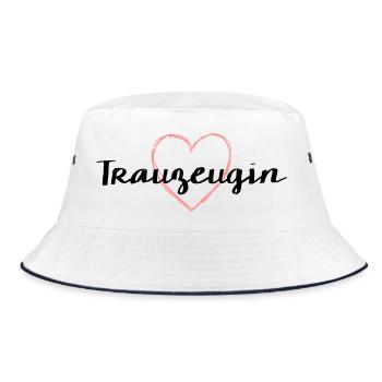 Trauzeugin Freundin Junggesellinnenabschied Herz - Bucket Hat - Weiß/Navy - Vorne