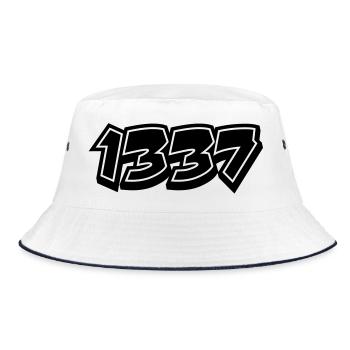 leet Noob N00b 1337 - Bucket Hat - white/navy - Front