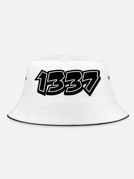 leet Noob N00b 1337 - Bucket Hat - white/navy - Front