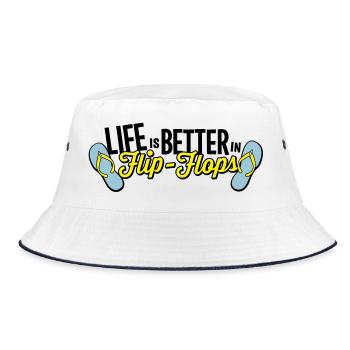 life is better in flop flops - beach summer party - Bucket Hat - white/navy - Front