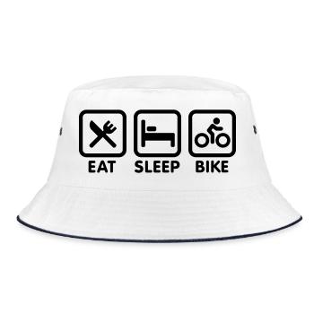 Eat sleep bike - Bucket Hat - Weiß/Navy - Vorne