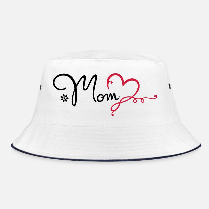 Love Mom Geschenk Muttertag Mama - Bucket Hat - Weiß/Navy