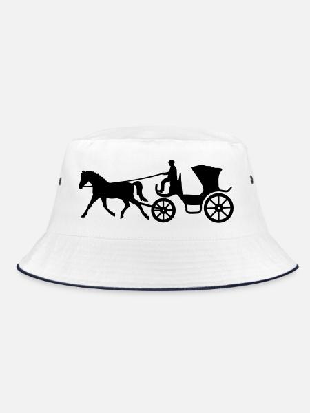 kutsche kutscher pferd geschenkidee - Bucket Hat - Weiß/Navy - Vorne