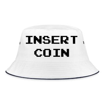 Insert Coin / Geek / Gaming / Gamer / Gamer / Game - Bucket Hat - white/navy - Front