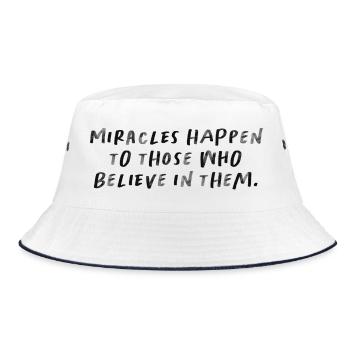 Miracles Happen Motivational Quote - Bucket Hat - white/navy - Front