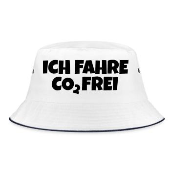 Ich fahre CO2 Frei Fahrrad Spruch - Bucket Hat - Weiß/Navy - Vorne