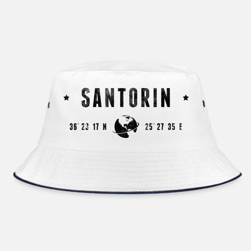 Santorini Stylized Geographical Coordinates Bucket Hat