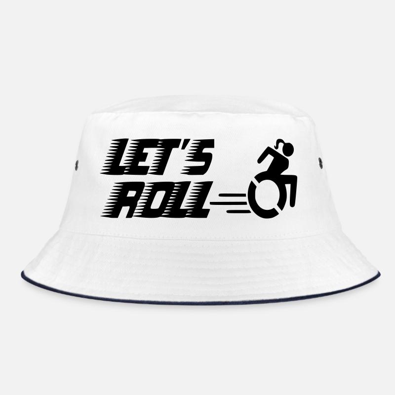 Auf geht's mit einer Rollstuhlfrau* - Bucket Hat - Weiß/Navy