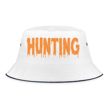 Abenteuerliches Hunted Tierdesign - Bucket Hat - Weiß/Navy - Vorne