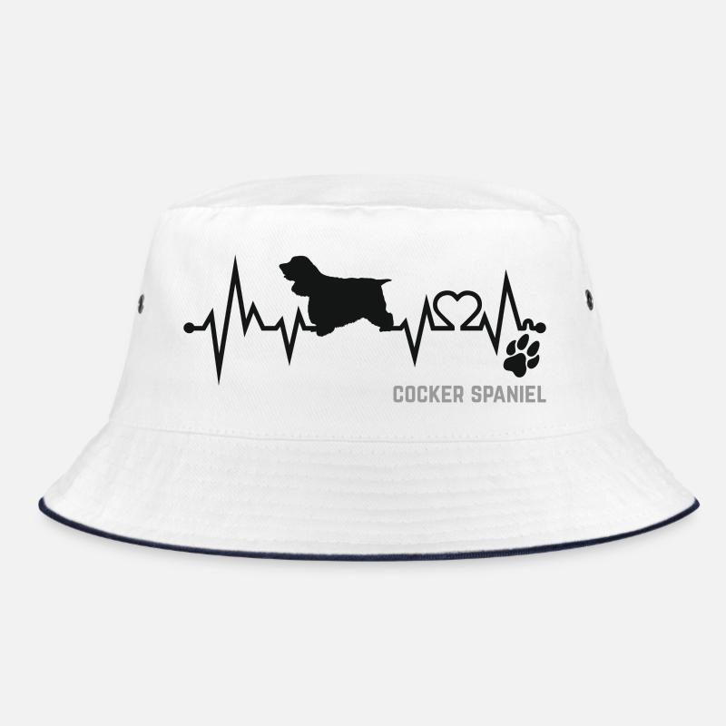Cocker Spaniel Herzschlag Puls EKG Hund Geschenk Bucket Hat