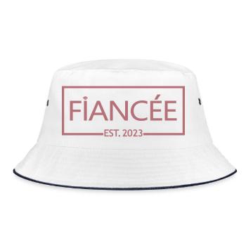 Verlobte Est. 2023 - Braut zu werden - Verlobungsfeier - Bucket Hat - Weiß/Navy - Vorne