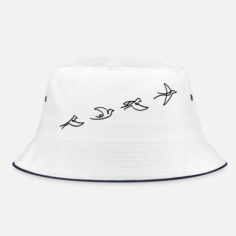 Der Flug des schwarzen Vogels - Bucket Hat - Weiß/Navy