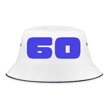 60. 60 JAHRE. 60-JÄHRIGES JUBILÄUM. 60. GEBURTSTAG. - Bucket Hat - Weiß/Navy - Vorne