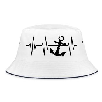 Anker puls ekg Symbol Herzschlag See Kapitän icon - Bucket Hat - Weiß/Navy - Vorne