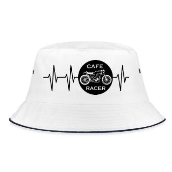 café racer symbol pulse motorcycle biker caferacer - Bucket Hat - white/navy - Front