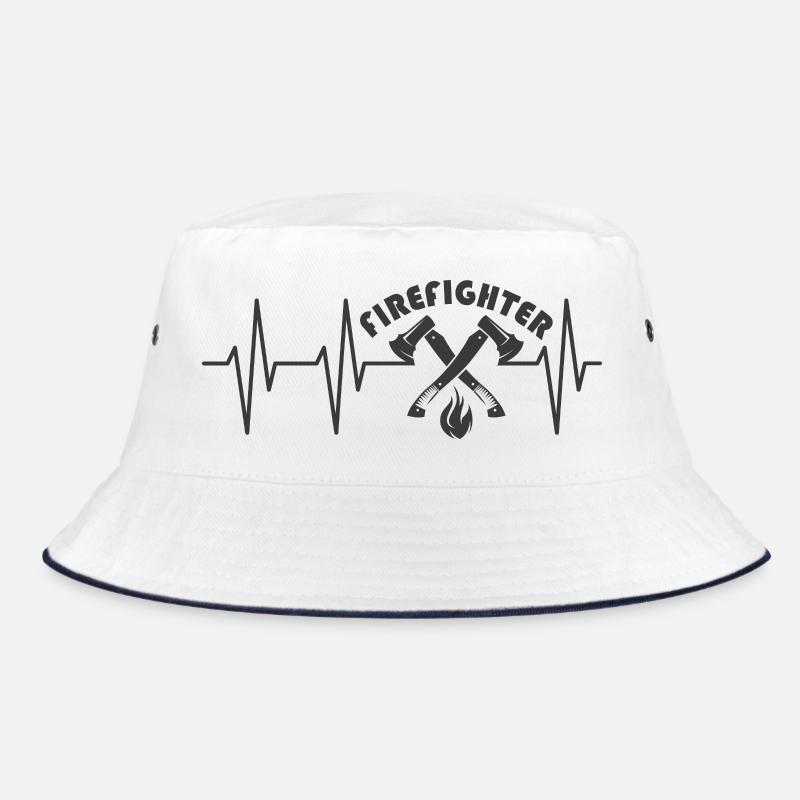 firefighter logo firefighter icon heartbeat icon Bucket Hat