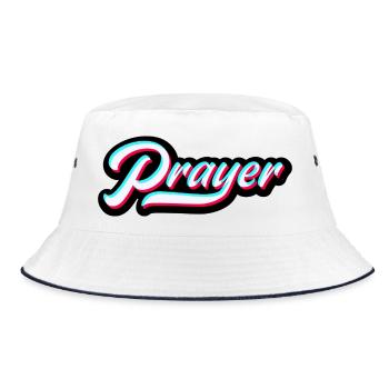 Jesus Glaube Christ Bibel Gebet - Bucket Hat - Weiß/Navy - Vorne