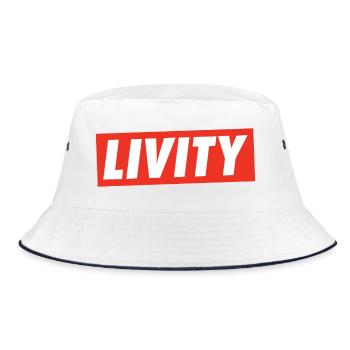 Livity Jah Rastafari Rasta One Love INI Roots - Bucket Hat - white/navy - Front