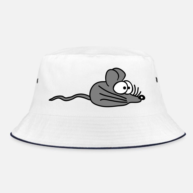 Maus Mäuschen Süße Kleine Ratte Nager Freundlich - Bucket Hat - Weiß/Navy