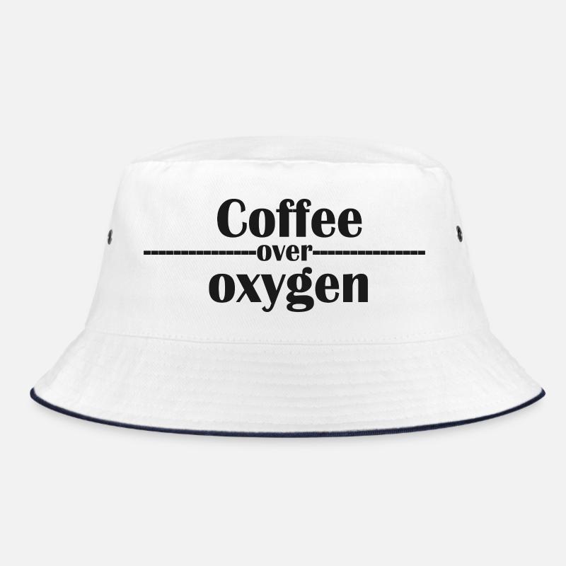Kaffee-über-Sauerstoff-Typografie - Bucket Hat - Weiß/Navy