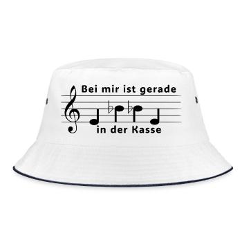 Noten - Ebbe In Der Kasse Humorvolle Notenschrift - Bucket Hat - Weiß/Navy - Vorne
