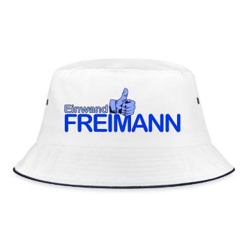 Daumenhoch Freimann Logo - Bucket Hat - Weiß/Navy - Vorne