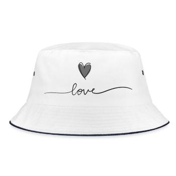 Love – with heart - Bucket Hat - white/navy - Front