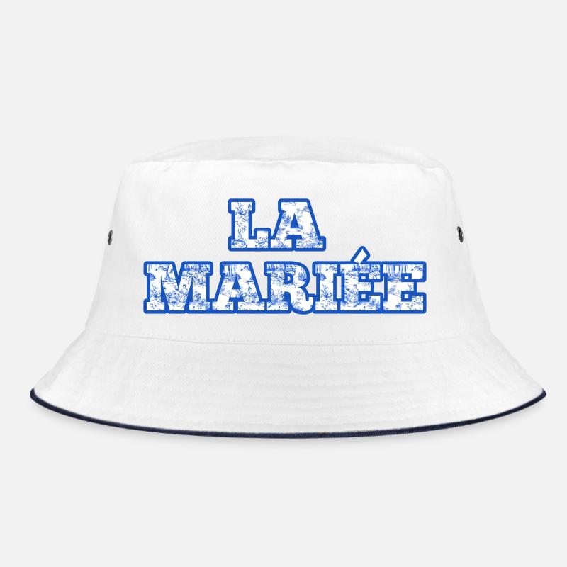 Die blaue Chinoiserie-Braut - Bucket Hat - Weiß/Navy